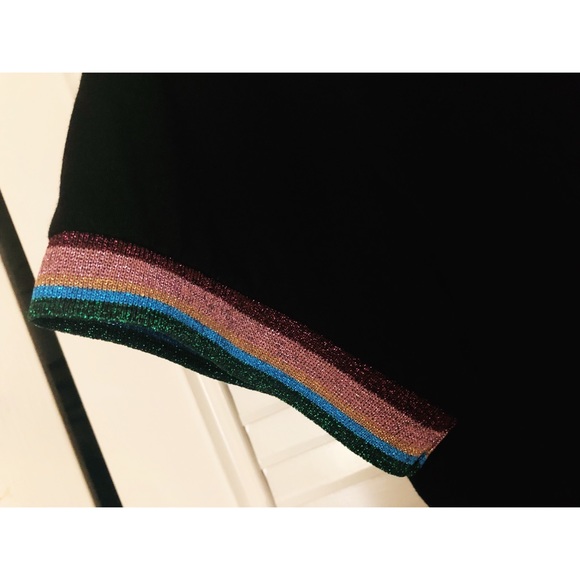 NWT || Ringer T-Shirt with Rainbow Glitter Tipping - Picture 3 of 4